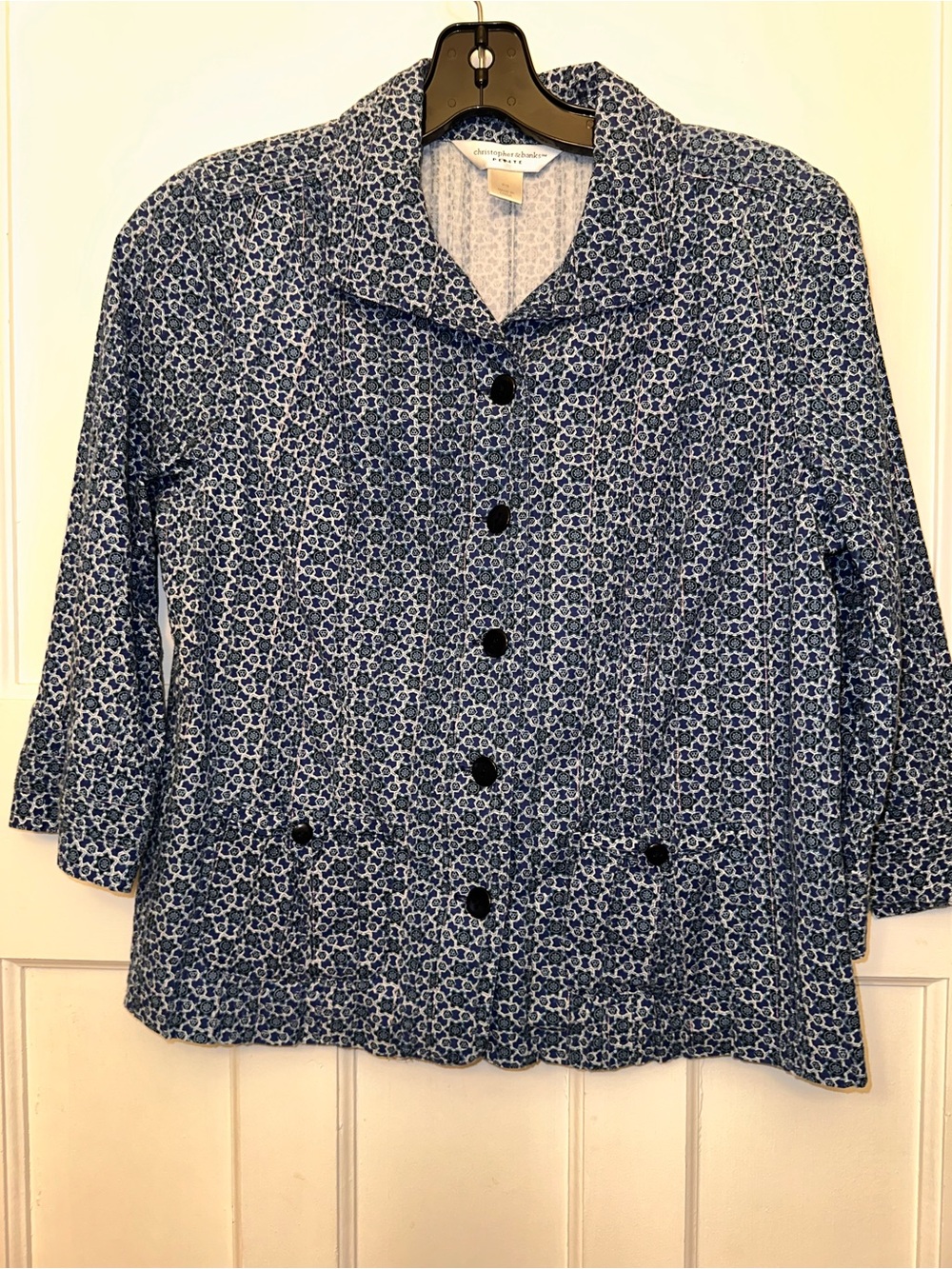 ⭐️ Christopher & Banks Sm Cotton Blend Floral Button-Front Jacket